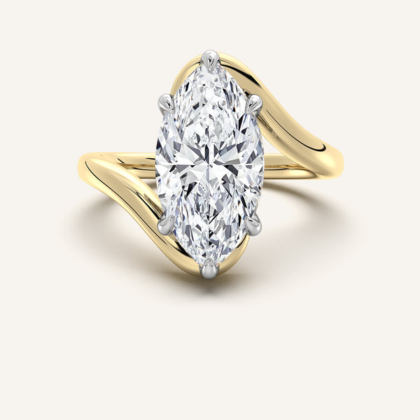 Marquise Bypass Engagement Ring | 14k Two Tone