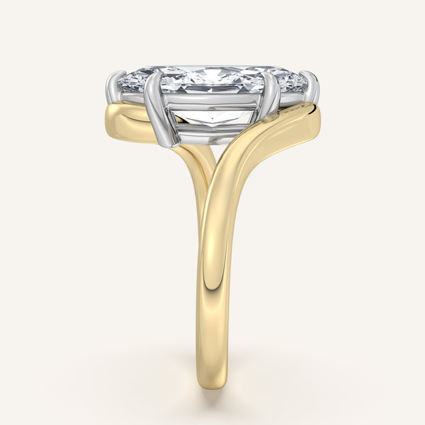 Marquise Bypass Engagement Ring | 14k Two Tone