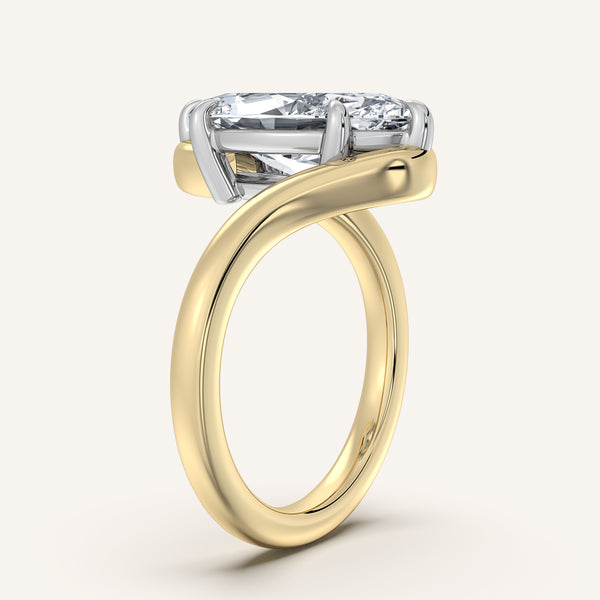 Marquise Bypass Engagement Ring | 18k Two Tone