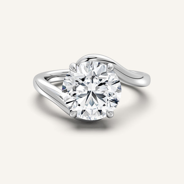 Round Bypass Engagement Ring | 14k White Gold