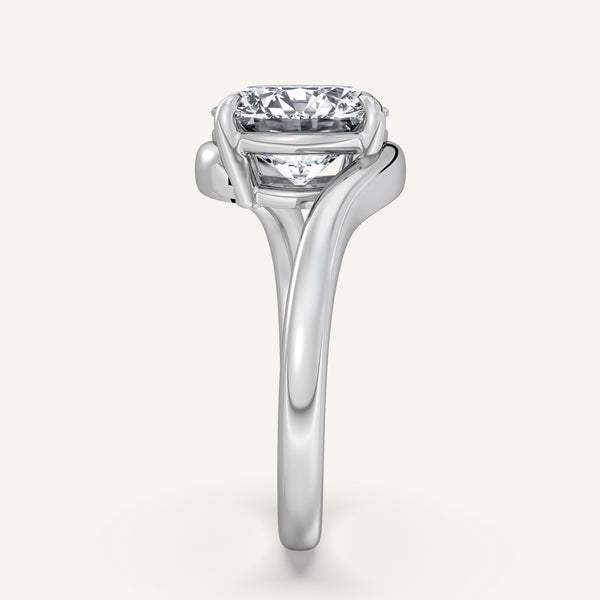 Round Bypass Engagement Ring | 14k White Gold