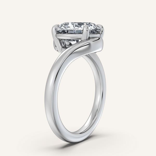Round Bypass Engagement Ring | 18k White Gold