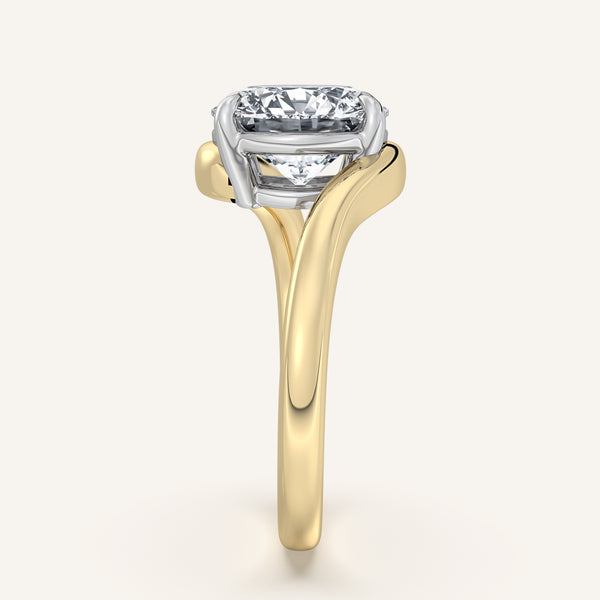 Round Bypass Engagement Ring | 14k Two Tone