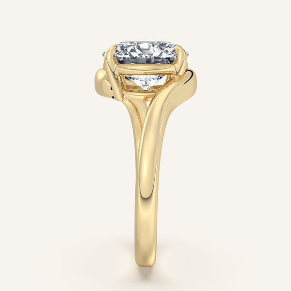 Round Bypass Engagement Ring | 14k Yellow Gold