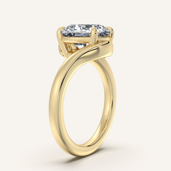 Round Bypass Engagement Ring | 18k Yellow Gold