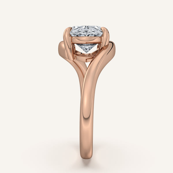 Oval East West Bypass Engagement Ring | 18k Rose Gold