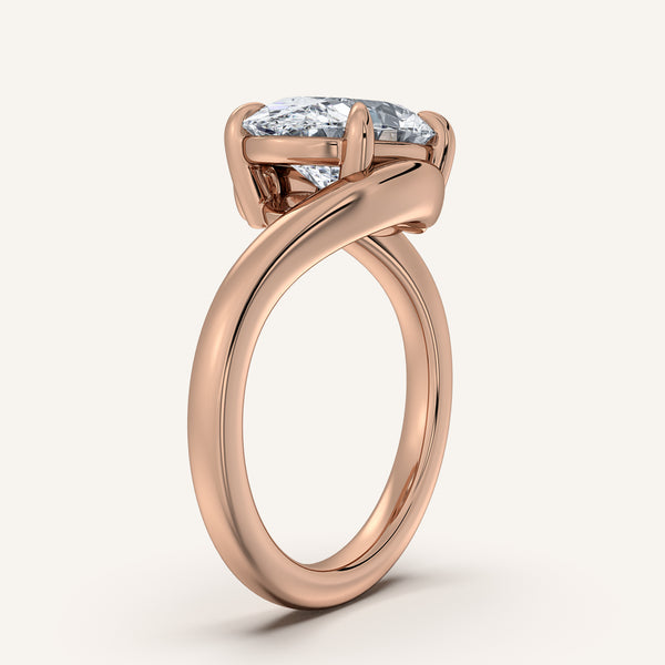 Oval East West Bypass Engagement Ring | 18k Rose Gold