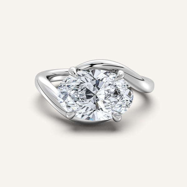 Oval East West Bypass Engagement Ring | 18k White Gold