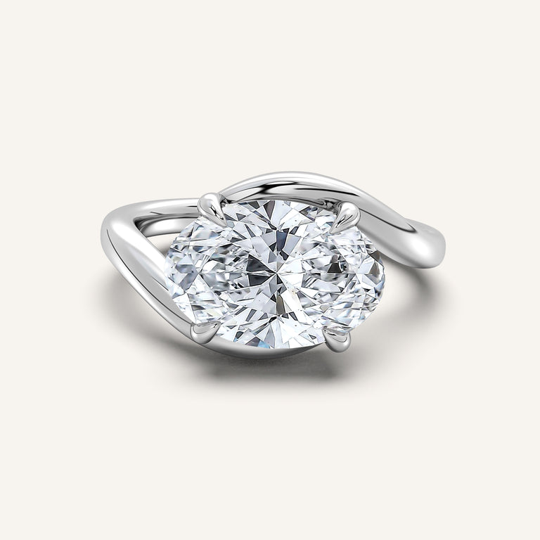 Image for Oval East West Bypass Engagement Ring | 18k White Gold