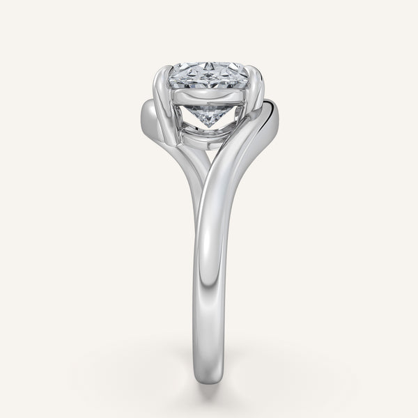 Oval East West Bypass Engagement Ring | 18k White Gold