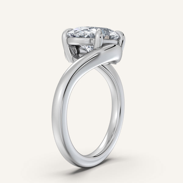 Oval East West Bypass Engagement Ring | 14k White Gold
