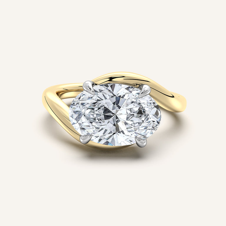 Image for Oval East West Bypass Engagement Ring | 14k Two Tone