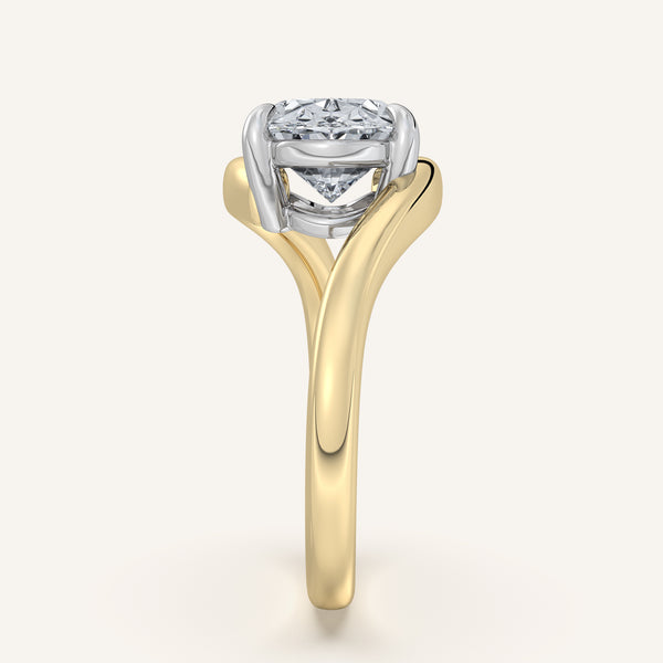Oval East West Bypass Engagement Ring | 14k Two Tone