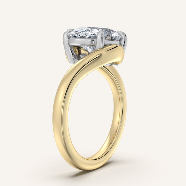 Oval East West Bypass Engagement Ring | 18k Two Tone