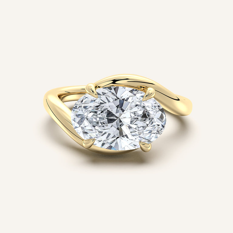 Image for Oval East West Bypass Engagement Ring | 18k Yellow Gold