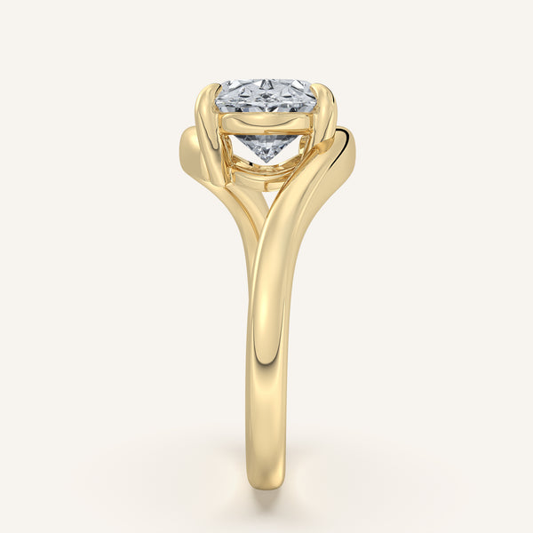 Oval East West Bypass Engagement Ring | 18k Yellow Gold