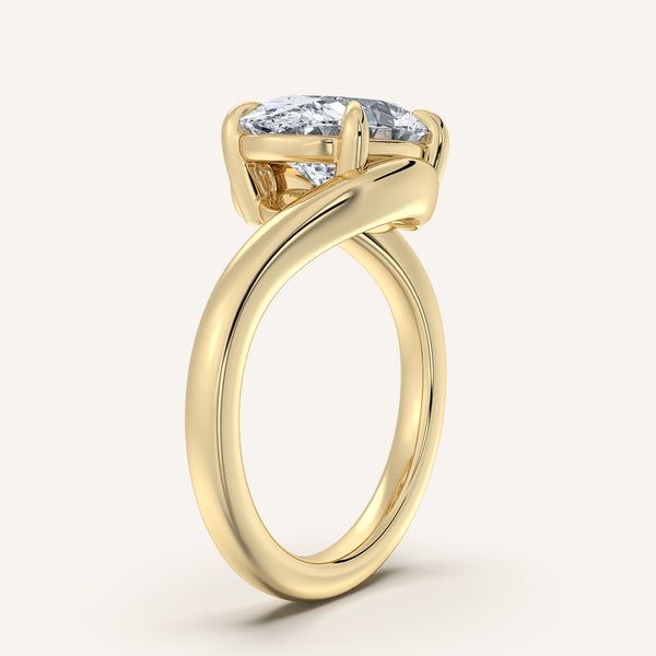 Oval East West Bypass Engagement Ring | 18k Yellow Gold