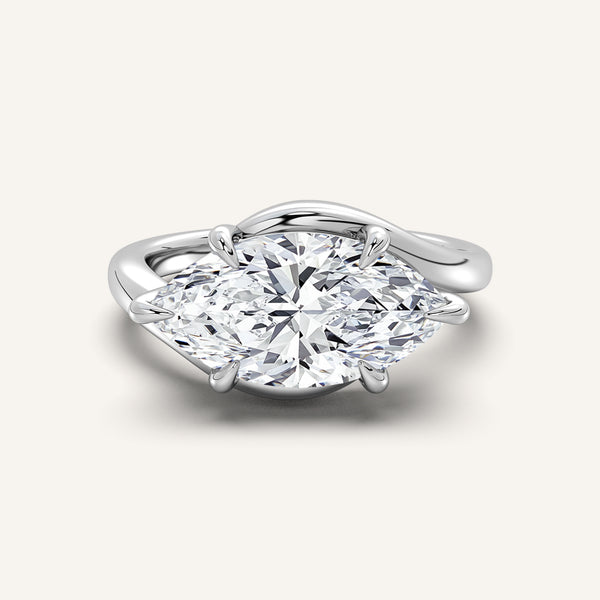 Marquise East West Bypass Engagement Ring | 18k White Gold