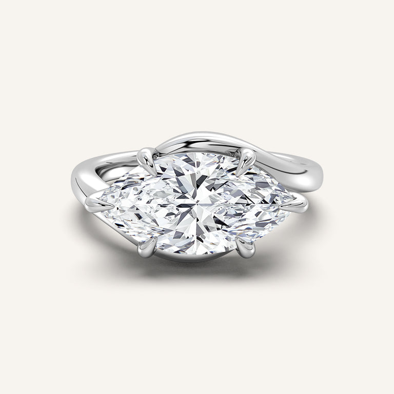 Image for Marquise East West Bypass Engagement Ring | 18k White Gold