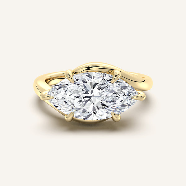 Marquise East West Bypass Engagement Ring | 18k Yellow Gold