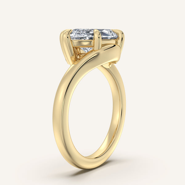 Marquise East West Bypass Engagement Ring | 18k Yellow Gold