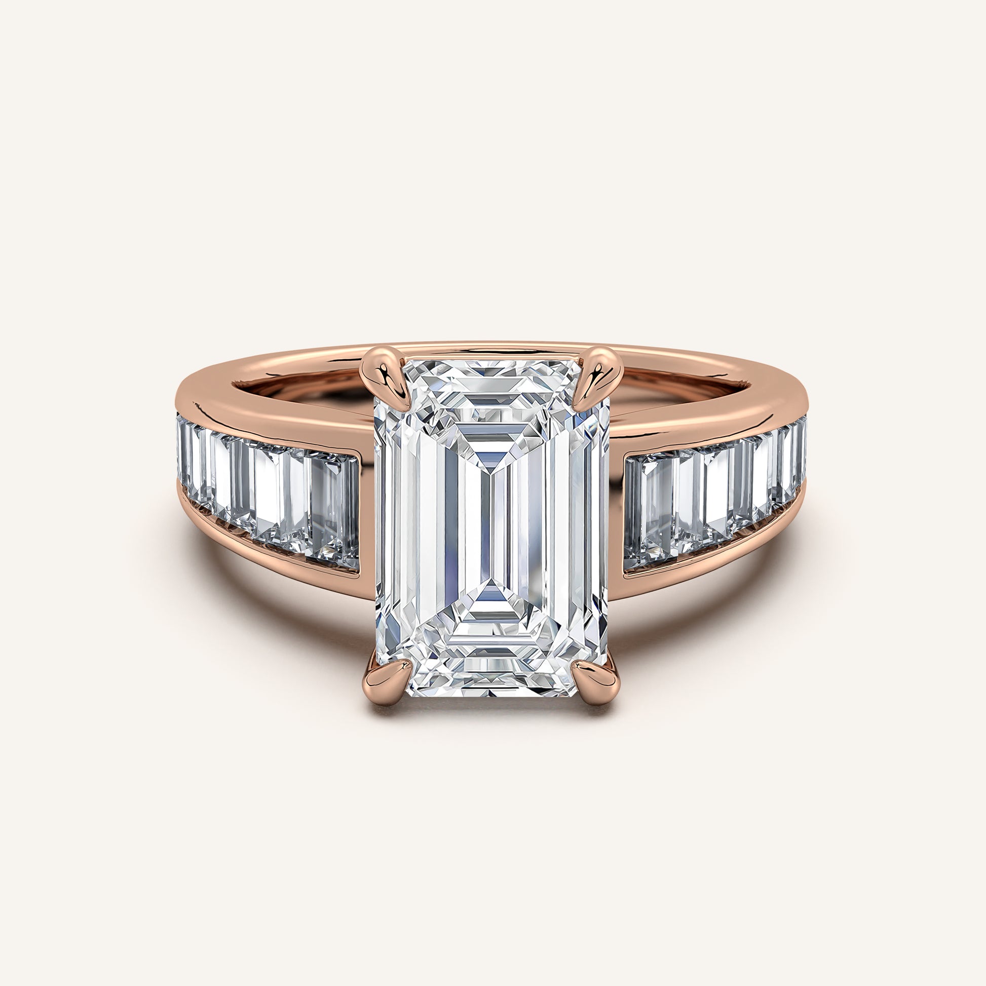 Image for Emerald Cut Art Deco Engagement Ring | 18k Rose Gold