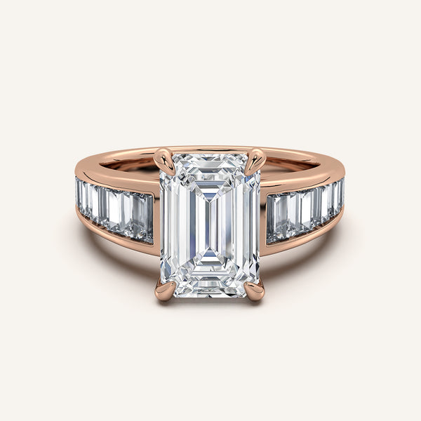 Emerald Cut Art Deco Engagement Ring | 18k Rose Gold