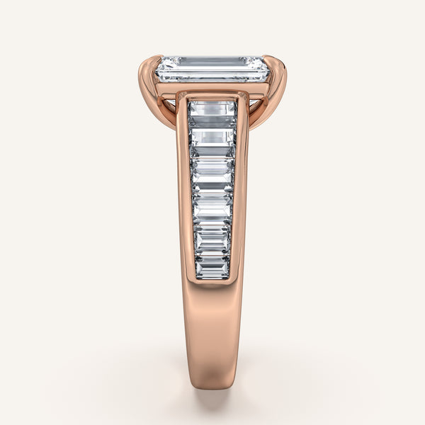 Emerald Cut Art Deco Engagement Ring | 18k Rose Gold