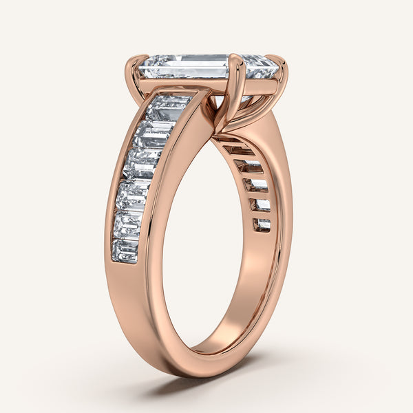 Emerald Cut Art Deco Engagement Ring | 14k Rose Gold