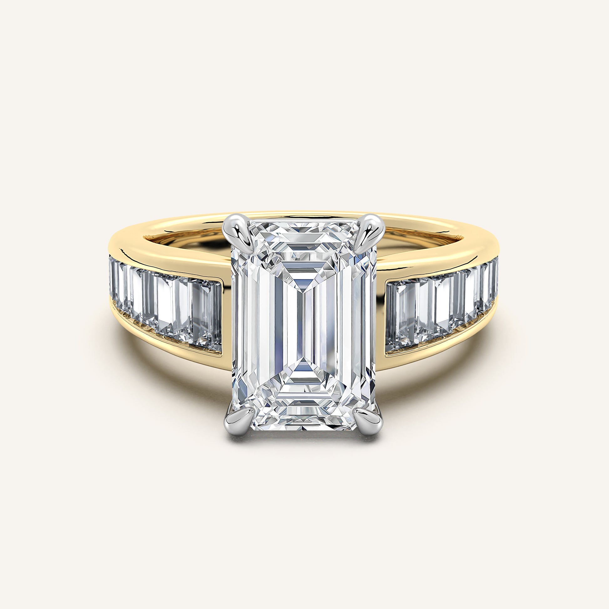 Image for Emerald Cut Art Deco Engagement Ring | 14k Two Tone