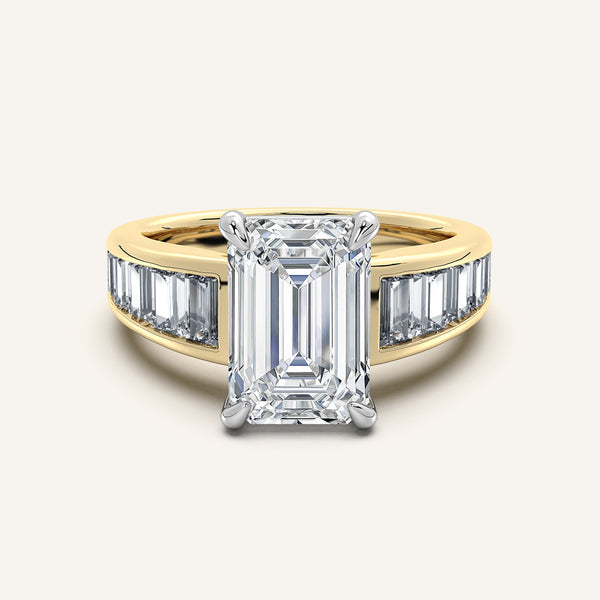 Emerald Cut Art Deco Engagement Ring | 14k Two Tone