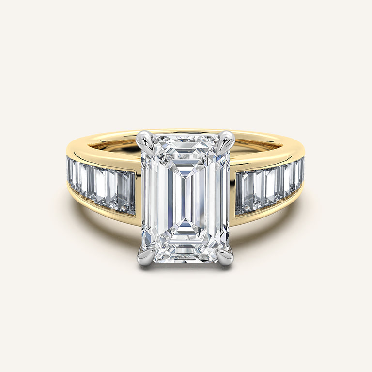 Image for Emerald Cut Art Deco Engagement Ring | 14k Two Tone