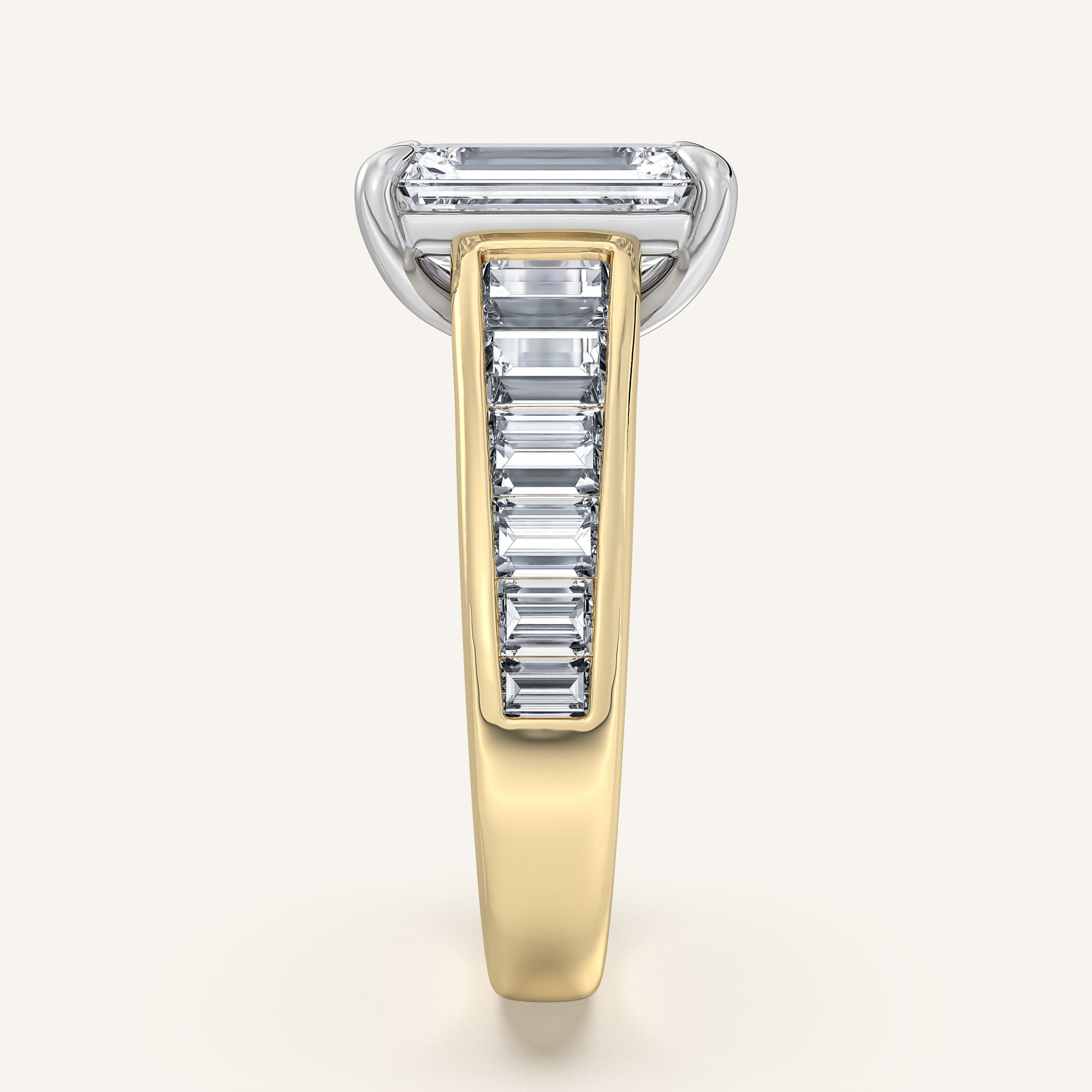Image for Emerald Cut Art Deco Engagement Ring | 14k Two Tone