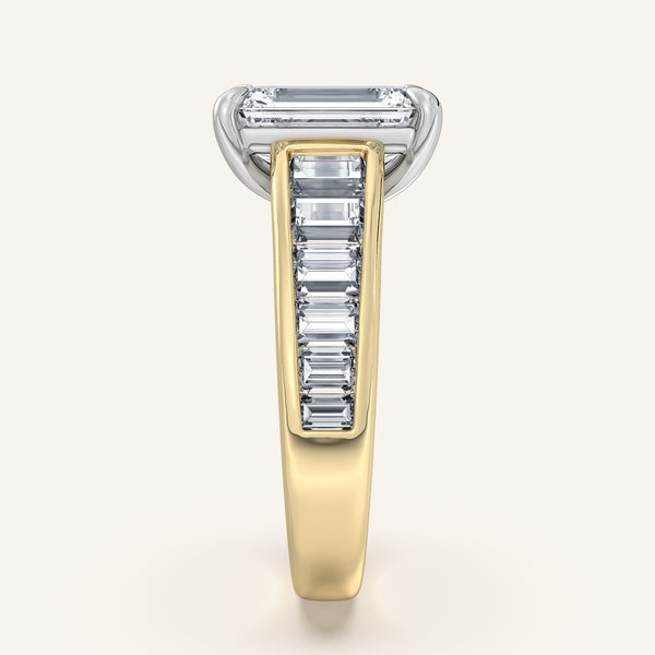 Emerald Cut Art Deco Engagement Ring | 14k Two Tone