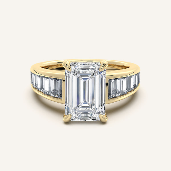 Emerald Cut Art Deco Engagement Ring | 18k Yellow Gold