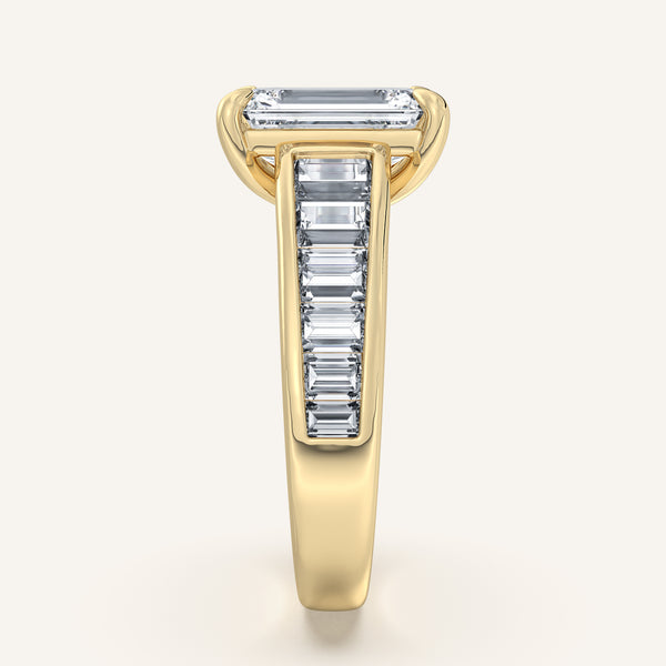 Emerald Cut Art Deco Engagement Ring | 18k Yellow Gold
