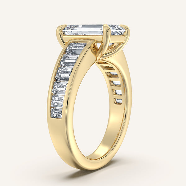 Emerald Cut Art Deco Engagement Ring | 18k Yellow Gold
