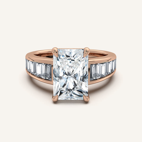Radiant Cut Art Deco Engagement Ring | 18k Rose Gold