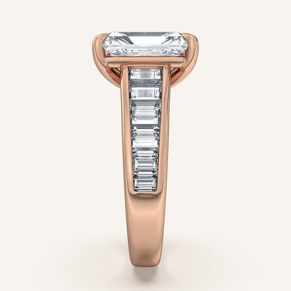 Radiant Cut Art Deco Engagement Ring | 18k Rose Gold