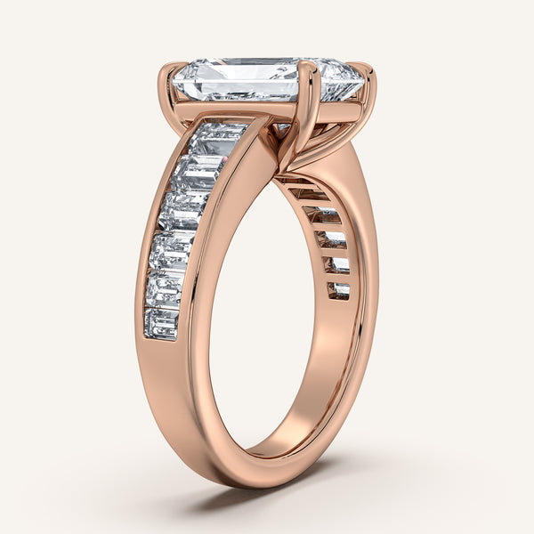 Radiant Cut Art Deco Engagement Ring | 18k Rose Gold