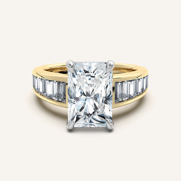 Radiant Cut Art Deco Engagement Ring | 14k Two Tone