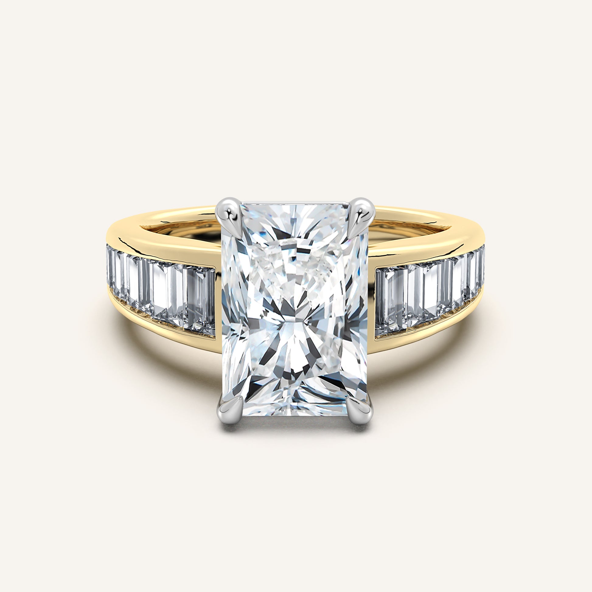 Image for Radiant Cut Art Deco Engagement Ring | 14k Two Tone