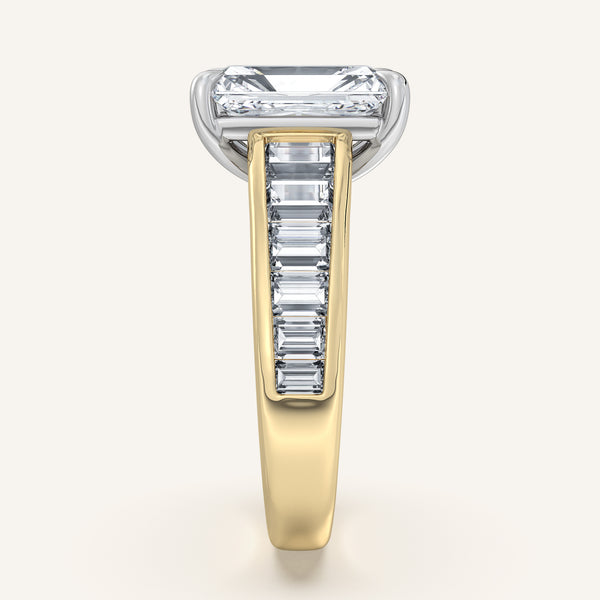 Radiant Cut Art Deco Engagement Ring | 14k Two Tone