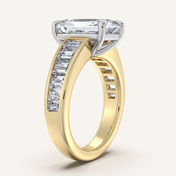 Radiant Cut Art Deco Engagement Ring | 14k Two Tone