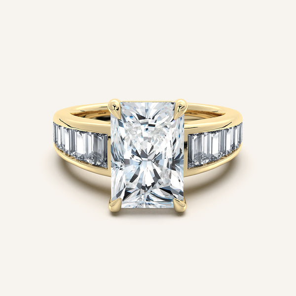 Radiant Cut Art Deco Engagement Ring | 18k Yellow Gold