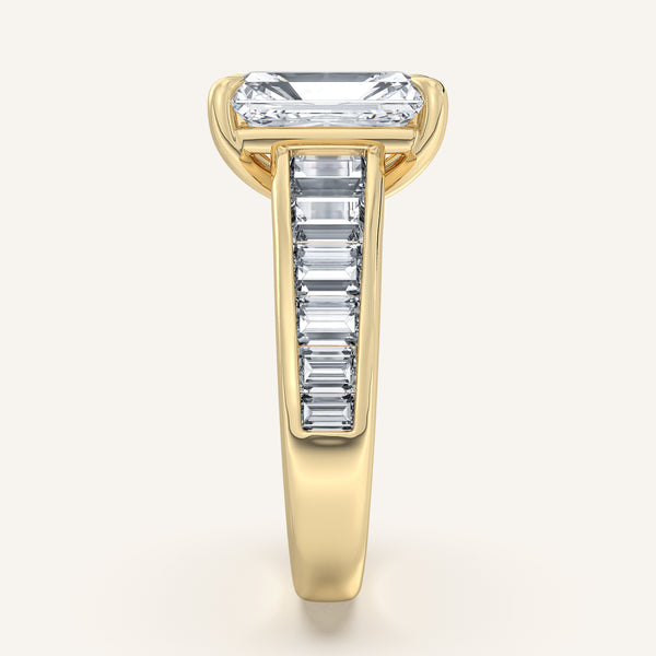 Radiant Cut Art Deco Engagement Ring | 18k Yellow Gold