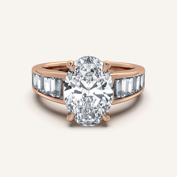 Oval Art Deco Engagement Ring | 18k Rose Gold