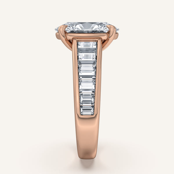 Oval Art Deco Engagement Ring | 18k Rose Gold