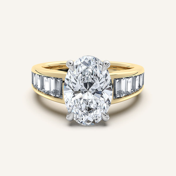 Oval Art Deco Engagement Ring | 14k Two Tone