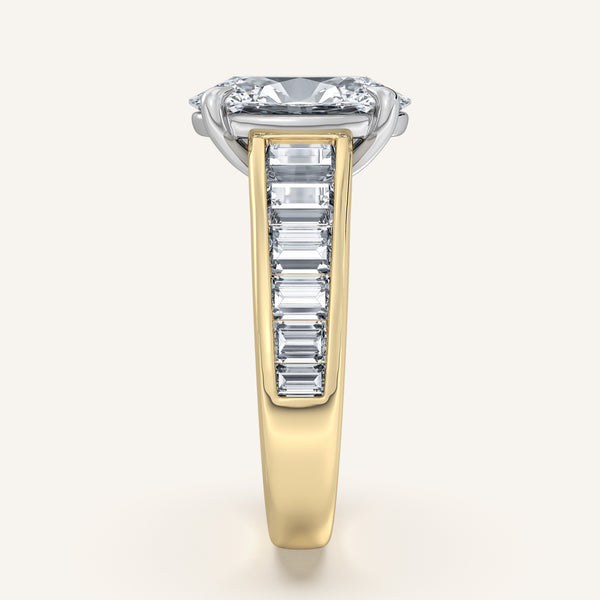Oval Art Deco Engagement Ring | 14k Two Tone